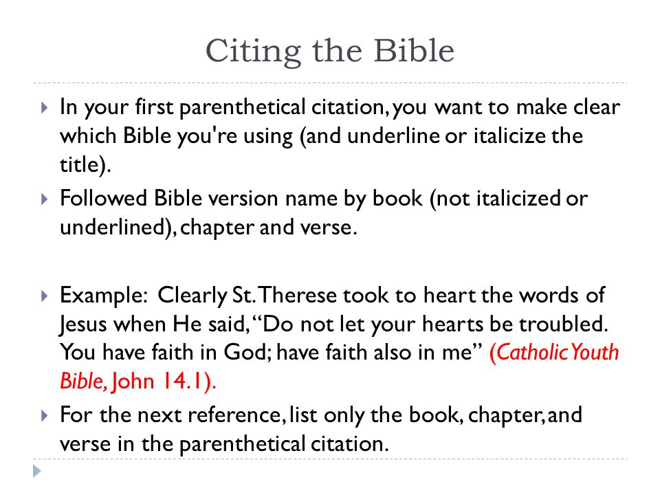 Bible chapter and verse how to write