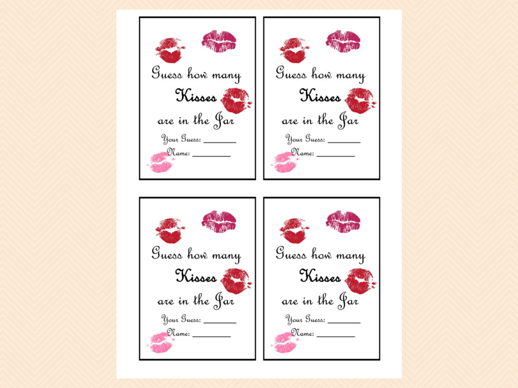 Guess how many kisses in the jar free printable